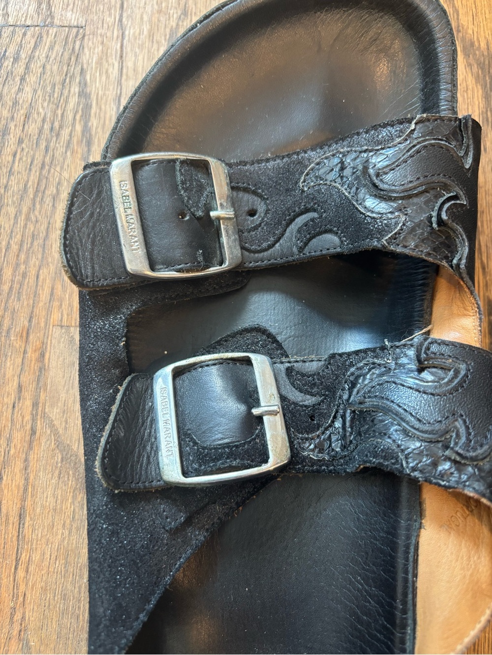 Isabel Marant Etoile Gail Embossed Leather Sandals In Black - Picture 4 of 7
